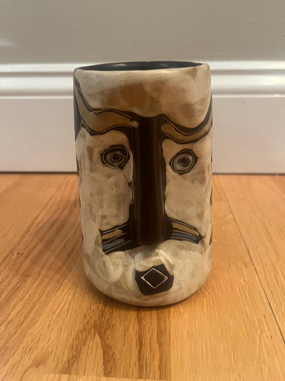 UGLY Face POTTER LARGE Mug signed with Handle Mara Mexican Stoneware
